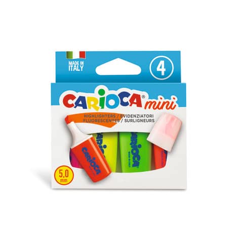 Mini evidenziatori Carioca colori assortiti fluo - conf. 4 pezzi - 42868